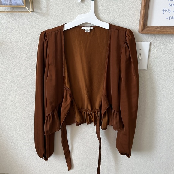 American Eagle Satin Brown Front Tie - Picture 3 of 4